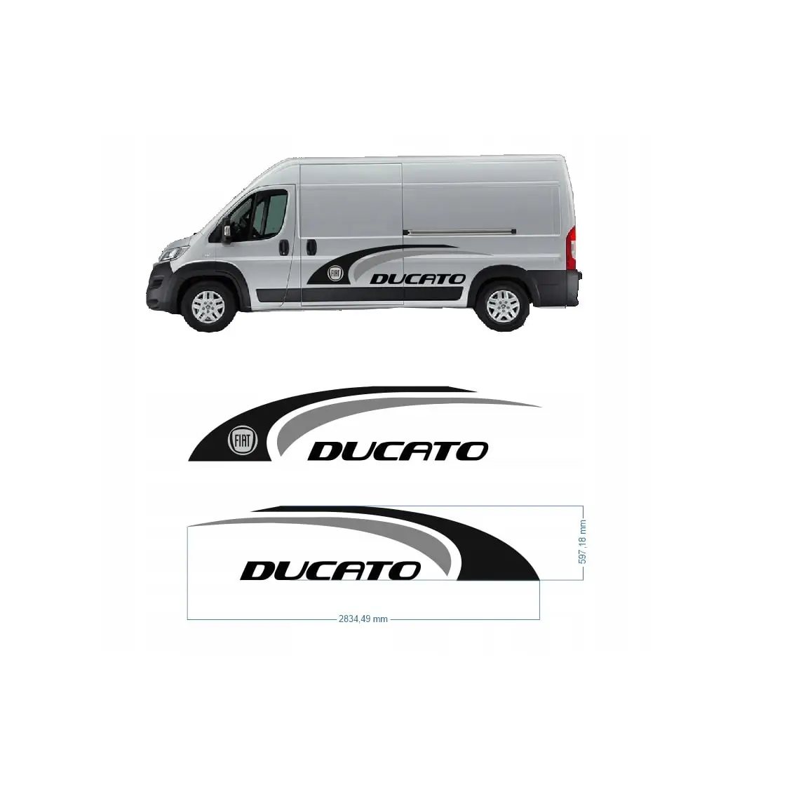 Naklejka Fiat Ducato L4H2 wzór 2 – widok ogólny – wymiary Naklejka Fiat Ducato L4H2 wzór 2 – widok ogólny - wymiary